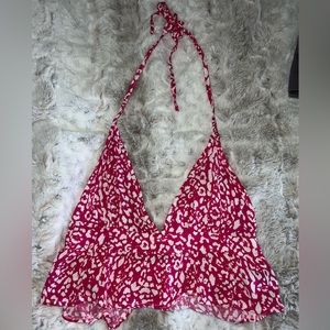 Hot pink cheetah print halter top, size small